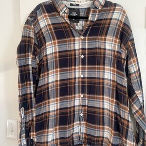 H&M Men's Navy Plaid Shirt